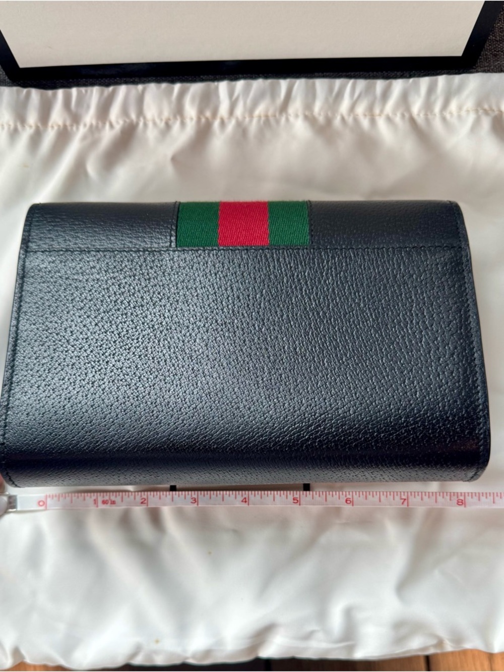 Gucci Dionysus Black Leather Wallet on Chain Red Green Web Stripe - Picture 4 of 9